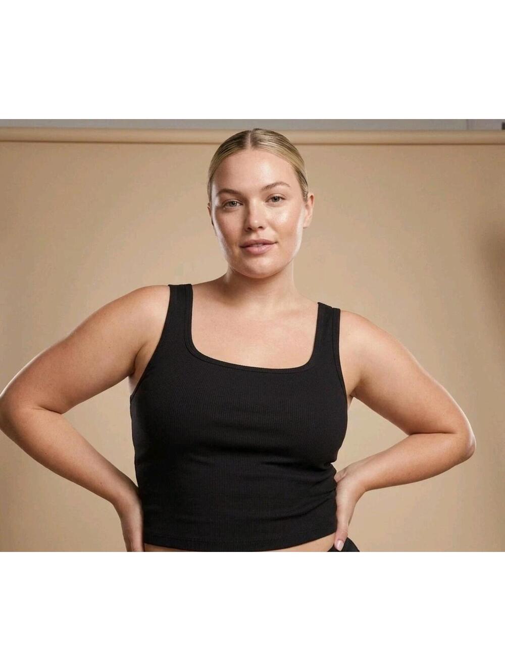 SKIMS Cotton Rib Tank — Black — Size S — New With Tags